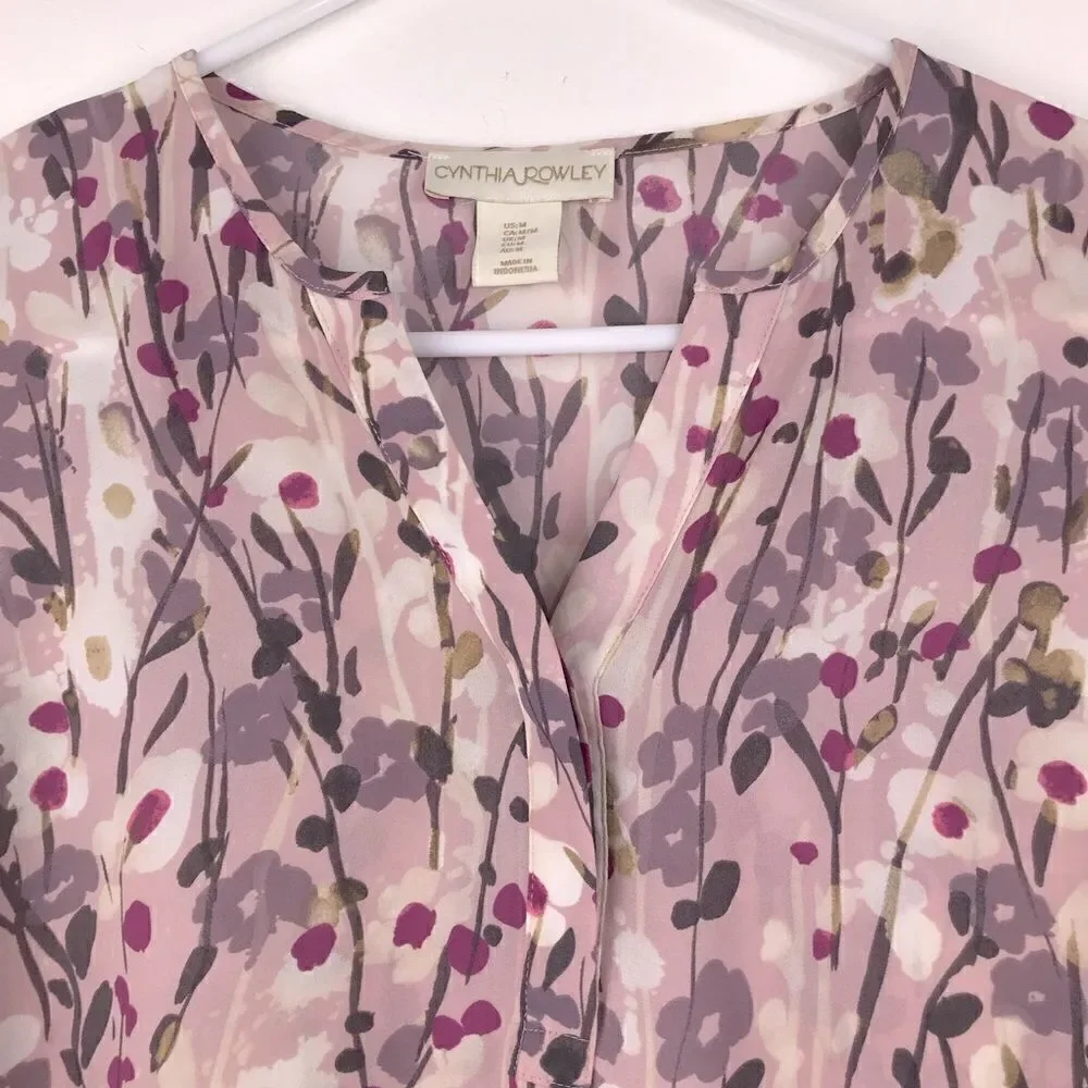 Cynthia Rowley Lavender Floral Blouse - Picture 2 of 10